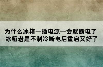 为什么冰箱一插电源一会就断电了 冰箱老是不制冷断电后重启又好了